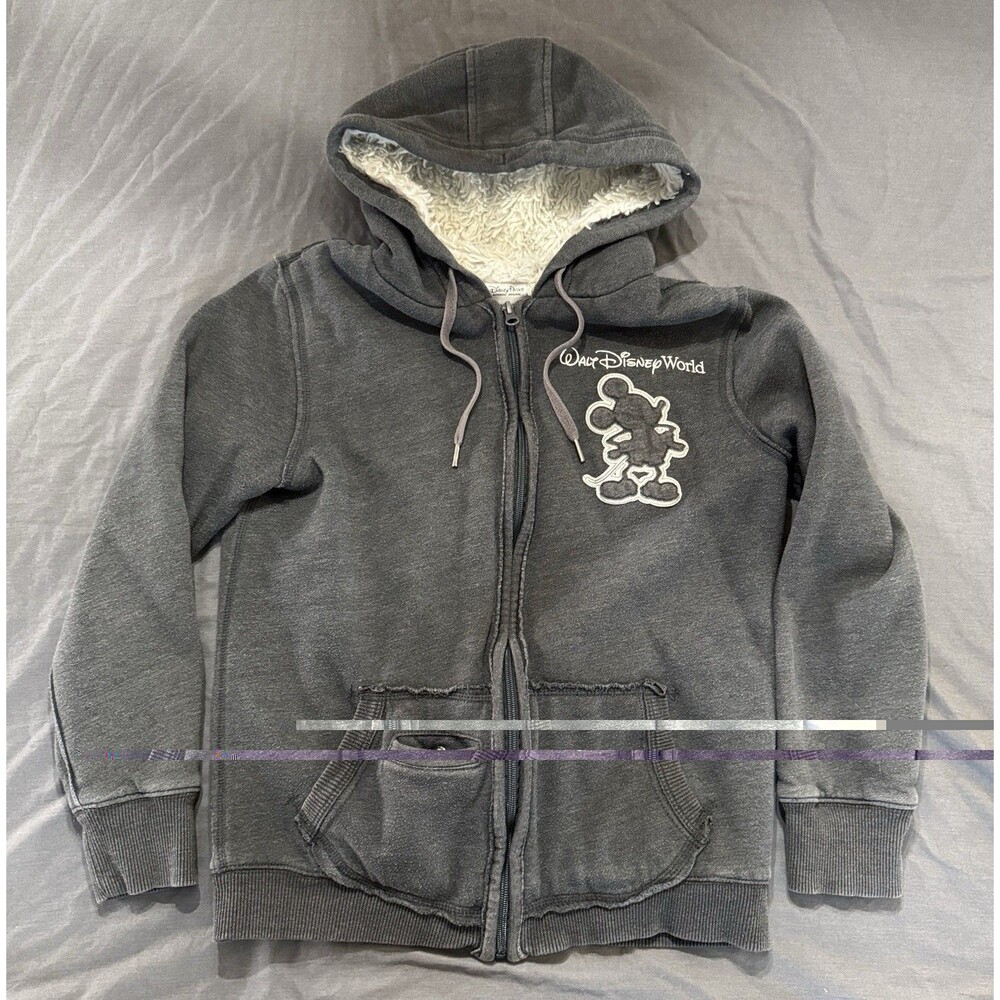 Walt Disney World Parks Mickey Mouse '71 Hoodie Zip-Up Lined Faux-Fur Jacket M